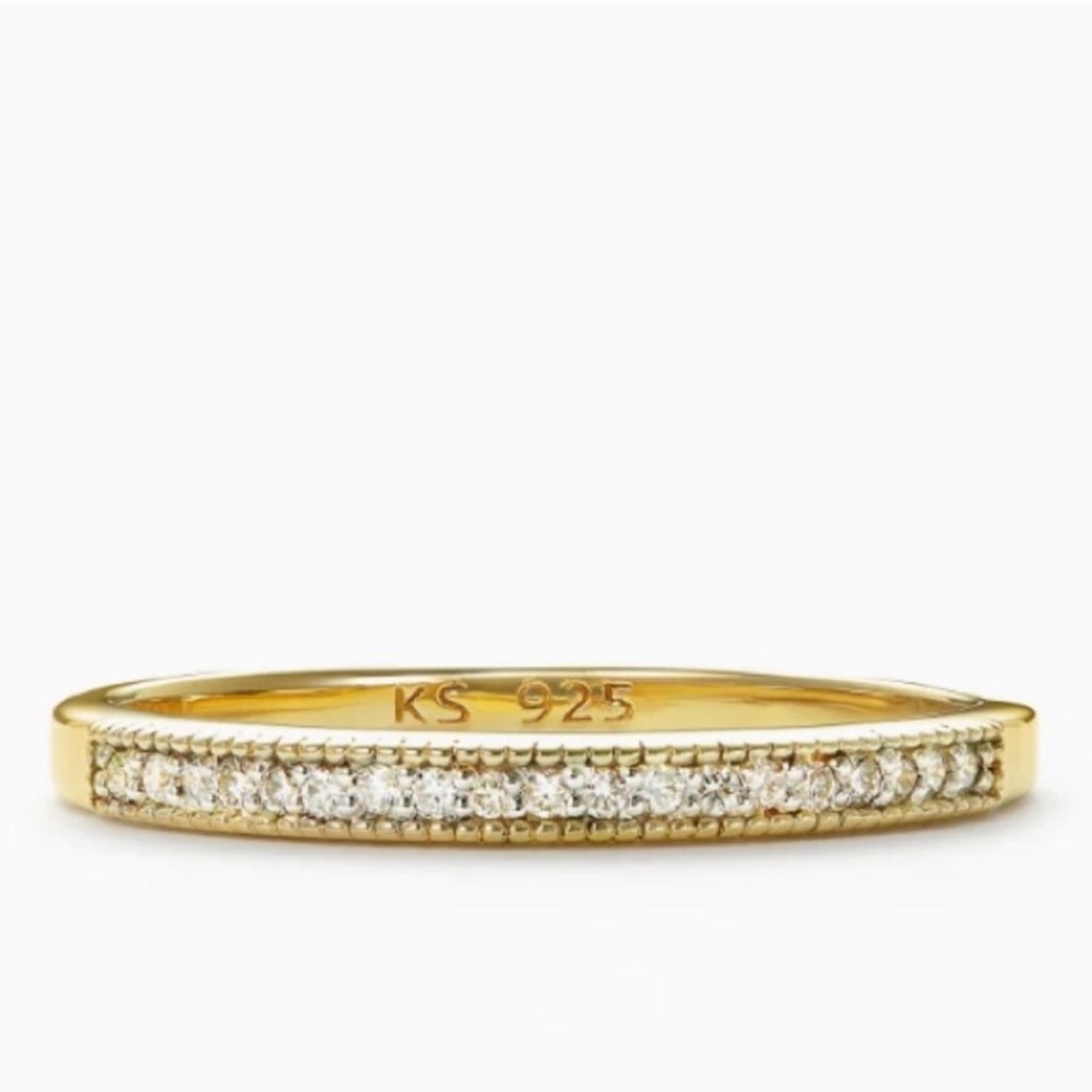 18k gold vermeil with diamonds. Size 5.